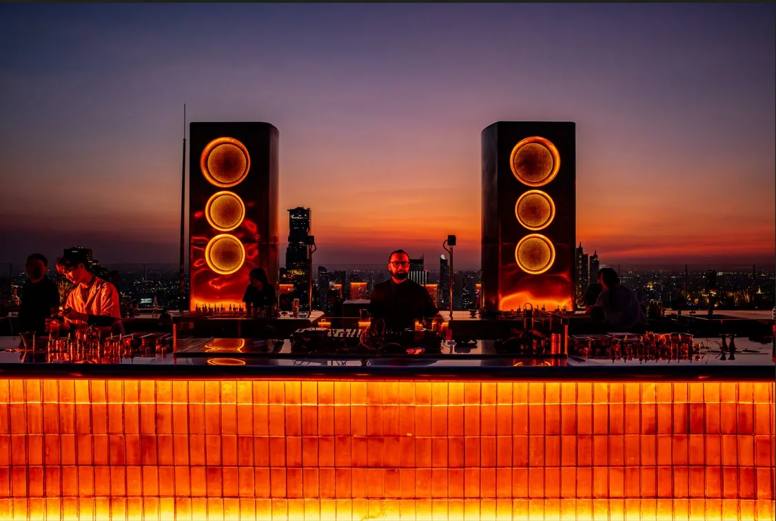 ÆTHER - dj booth ring speakers skyline