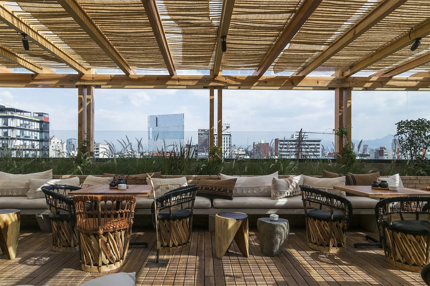Toledo Rooftop - lounge seating under the bamboo pergola
