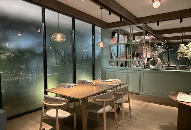 Verlan - add dining room green wall pendants dusk