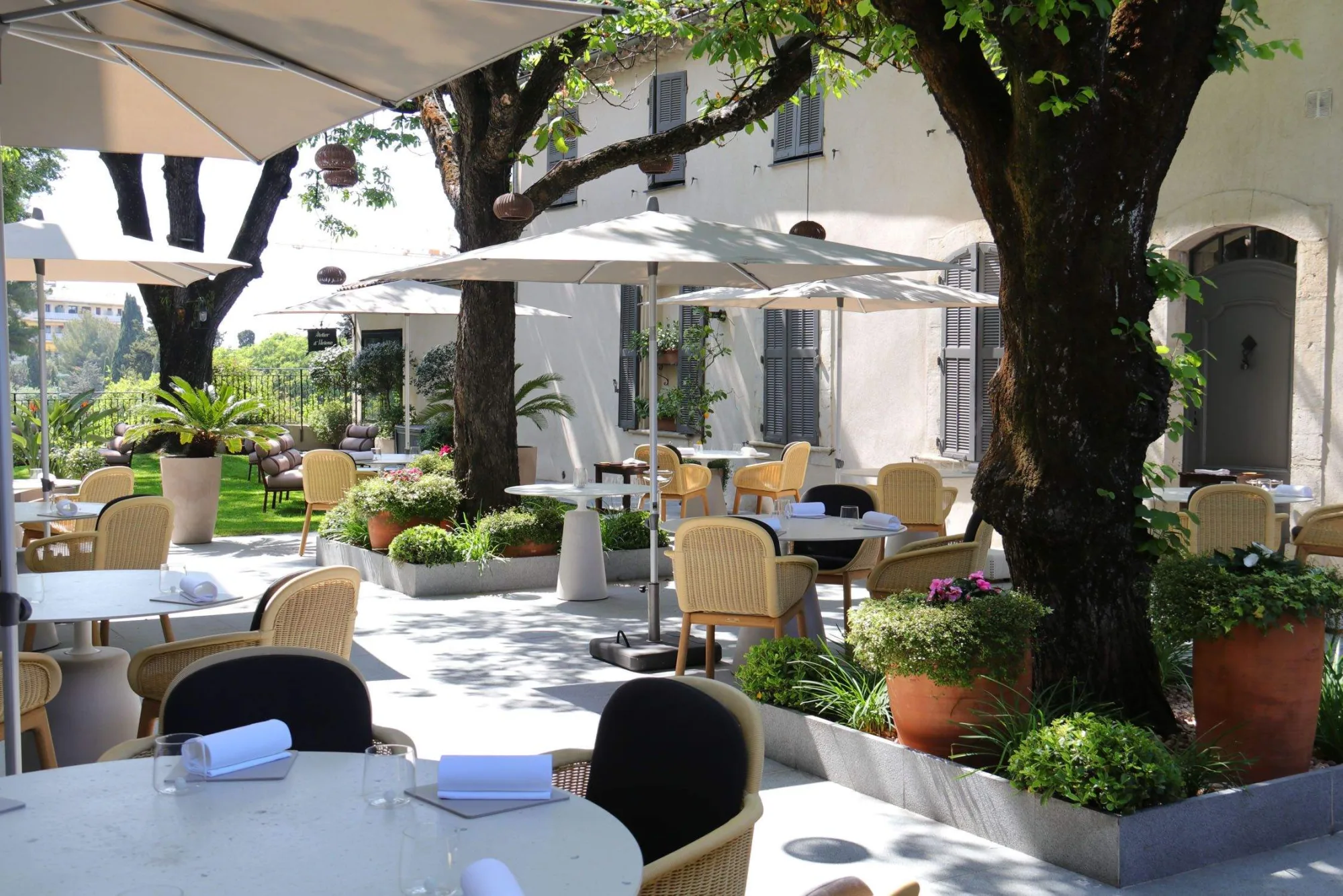 La Villa Archange - tree shaded terrace