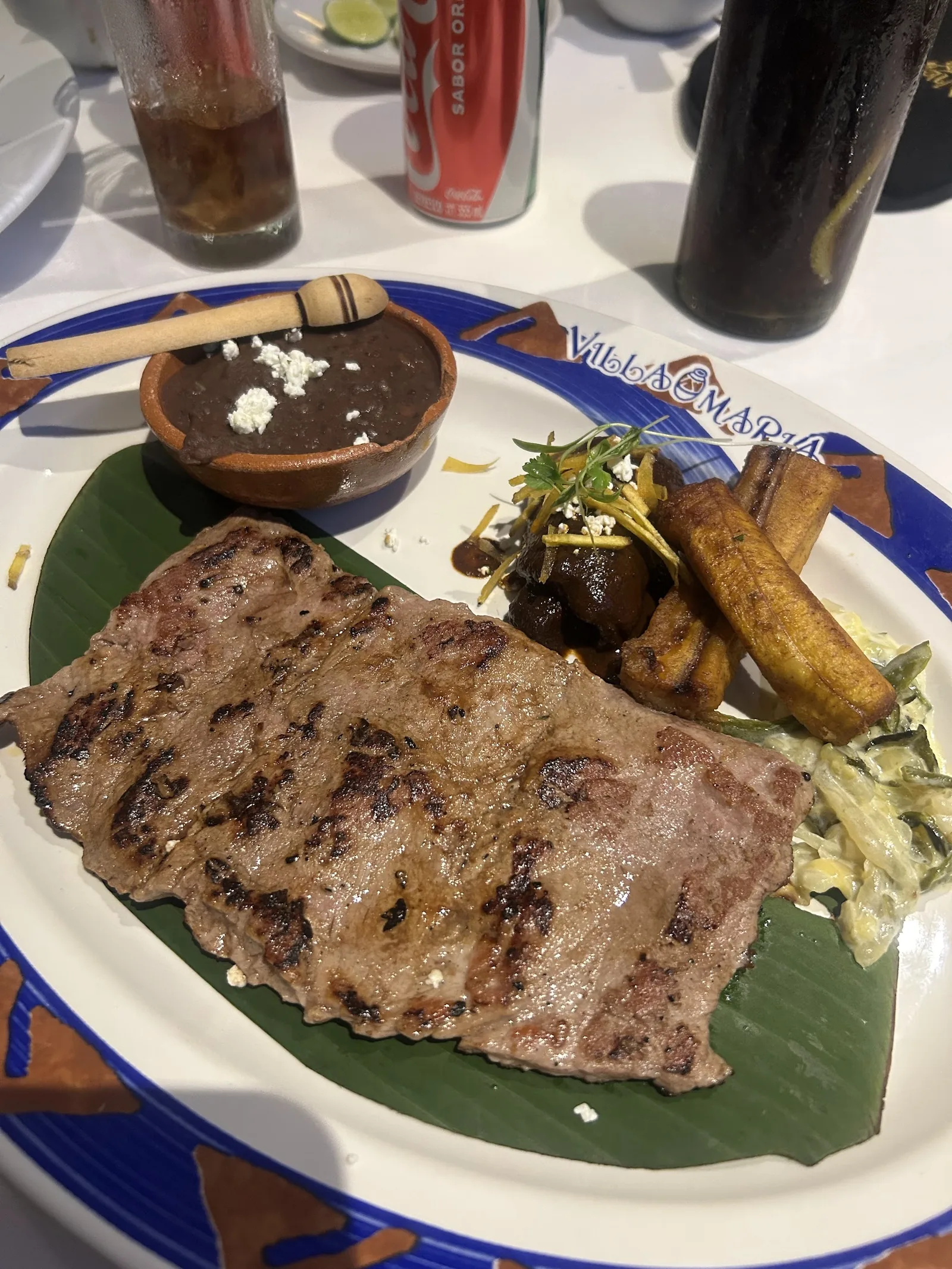 Villa Maria - grilled steak on branded plate