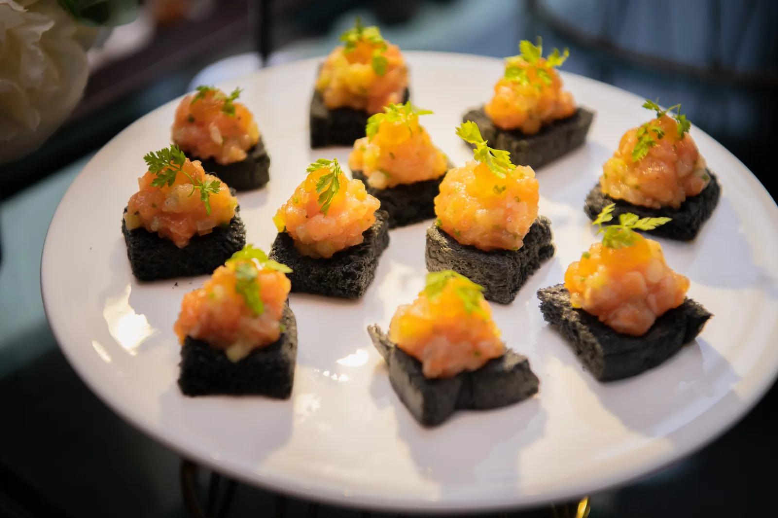 Water Library - salmon canapes charcoal